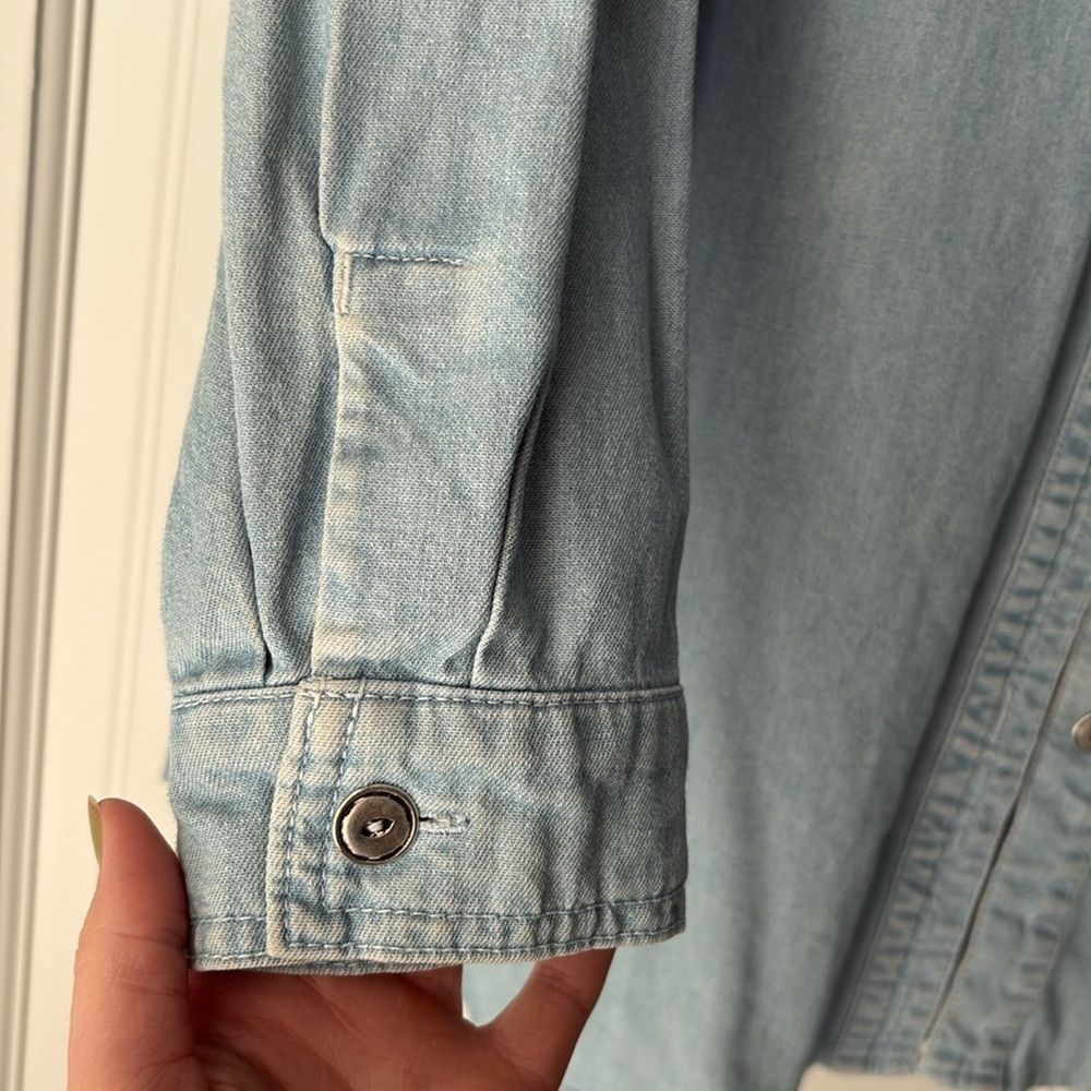 Vintage Blast Light Blue Western Denim 100% Cotton Button-Up Shirt - 2X - Picture 5 of 6